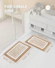 Brown White Bathroom Rug Set 2 Pieces, Absorbent Bath Mat Set of 2, 16” x 24” + 16” x 24” Non Slip Shower Mat Bathroom Carpet,