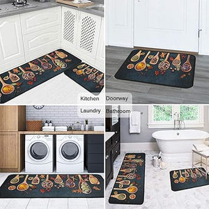 Sets of 2 Large Door Rugs Non Slip Decor Bohemian Mat Retro Fuzzy handwash Pads 47x17 in