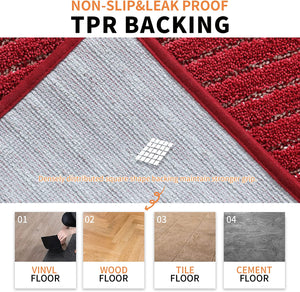 Non Skid Washable TPR Backing 100% Polyester Kitchen Mat Set of 2 Absorbent - 20x30inch/20x48inch