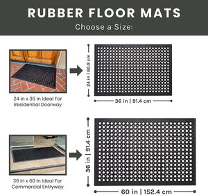 Anti Fatigue Rubber Floor, Restaurant Kitchen Drainage, Durable Non-Slip Bar, Utility Indoor Outdoor Wet Area Mat  - 24" x 36"