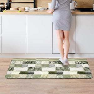 Boho Kitchen Mats Set of 2 Cushioned Anti-Fatigue Comfort Standing Mat, 17.3x28+17.3x47 Inch