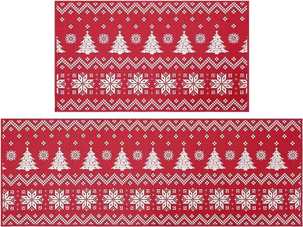 Washable Decorative Non Skid Christmas Kitchen Runner Mat, 17