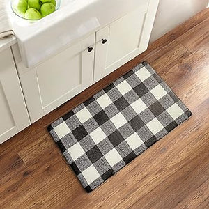 Farmhouse Living Rustic Comfort Anti-Fatigue Kitchen Mat, 18" x 30", Black/White