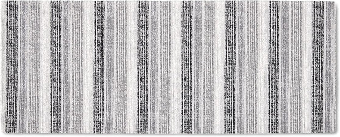 Stella Ticking Stripe Slip-Resistant Kitchen Mat Runner, Black/Grey/White, 20