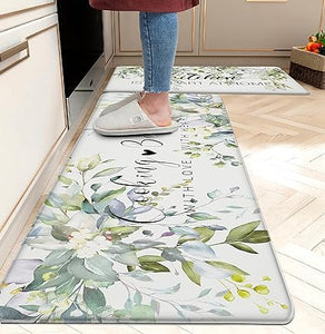 Green Kitchen Rug Anti Fatigue Mats for Kitchen Floor Kitchen Rugs Sag –  Modern Rugs and Decor