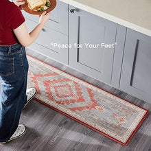 Farmhouse Cushioned Anti-Fatigue Non-Slip Stain Resistant Mats for Home, Office, Sink, Laundry-17.3" x28-1/2 Inch-Boho Red