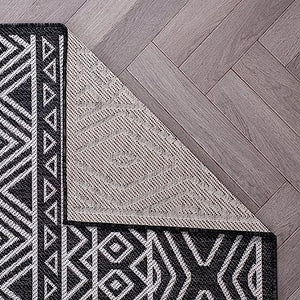 Lecce Distressed Geometric Bohemian Textured Flat Weave Easy Cleaning Outdoor Rugs