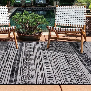 Panarea Contemporary Geometric Bohemian Textured Flat Weave Easy Cleaning Outdoor Rugs