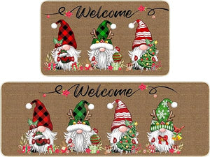 Set of 2 Waterproof Non-Slip Welcome Floor Mat Low-Profile Holiday Home Bathroom Decoration (17x29 17x47 Inch) (Pattern-01)