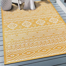 Lecce Distressed Geometric Bohemian Textured Flat Weave Easy Cleaning Outdoor Rugs