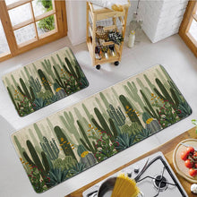 2 Pieces Natural Rubber Boho Kitchen Mats (17" Wx30 L+17" W x 47" L Palm Tree Leaves)