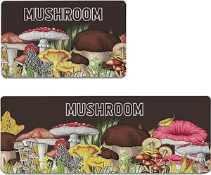 Boho Floral Kitchen Mats Set of 2, 17.3x28+17.3x47 Inch, 2/5 Inch