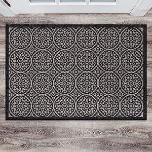 Capri Transitional Floral Circles Textured Flat Weave Easy Cleaning Outdoor Rugs - 2' x 3' Brown
