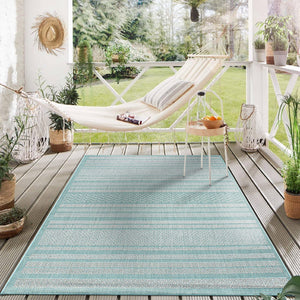 Contemporary Bohemain Stripes Flatweave Indoor/Outdoor Rug Yellow