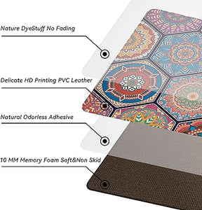 Boho Floral Kitchen Mats Set of 2, 17.3x28+17.3x47 Inch, 2/5 Inch