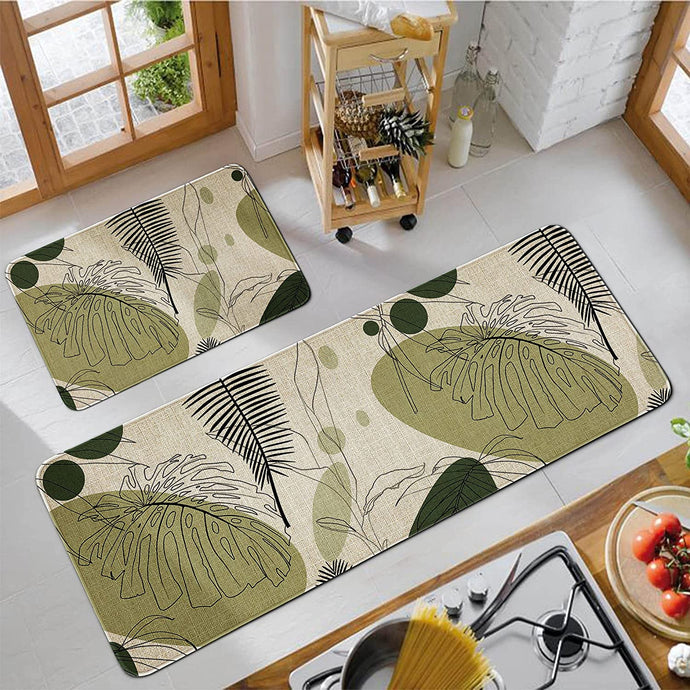 2 Pieces Natural Rubber Boho Kitchen Mats (17