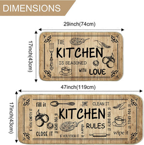 Lemon Kitchen Mat Set of 2, Non Skid Washable Runner Rug 17x29 and 17x47 Inch