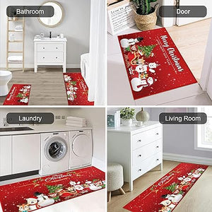 Rooster Colorful Chicken Non-Slip Washable Microfiber Kitchen Carpet 17x47+17x30 Inches