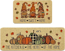 2 Piece Pumpkin Kitchen Mats Set The Kitchen is The Heart of The Home Non-Slip Rugs Home Sweet Home Decoration Doormat (17" x 29" + 17" x 47")