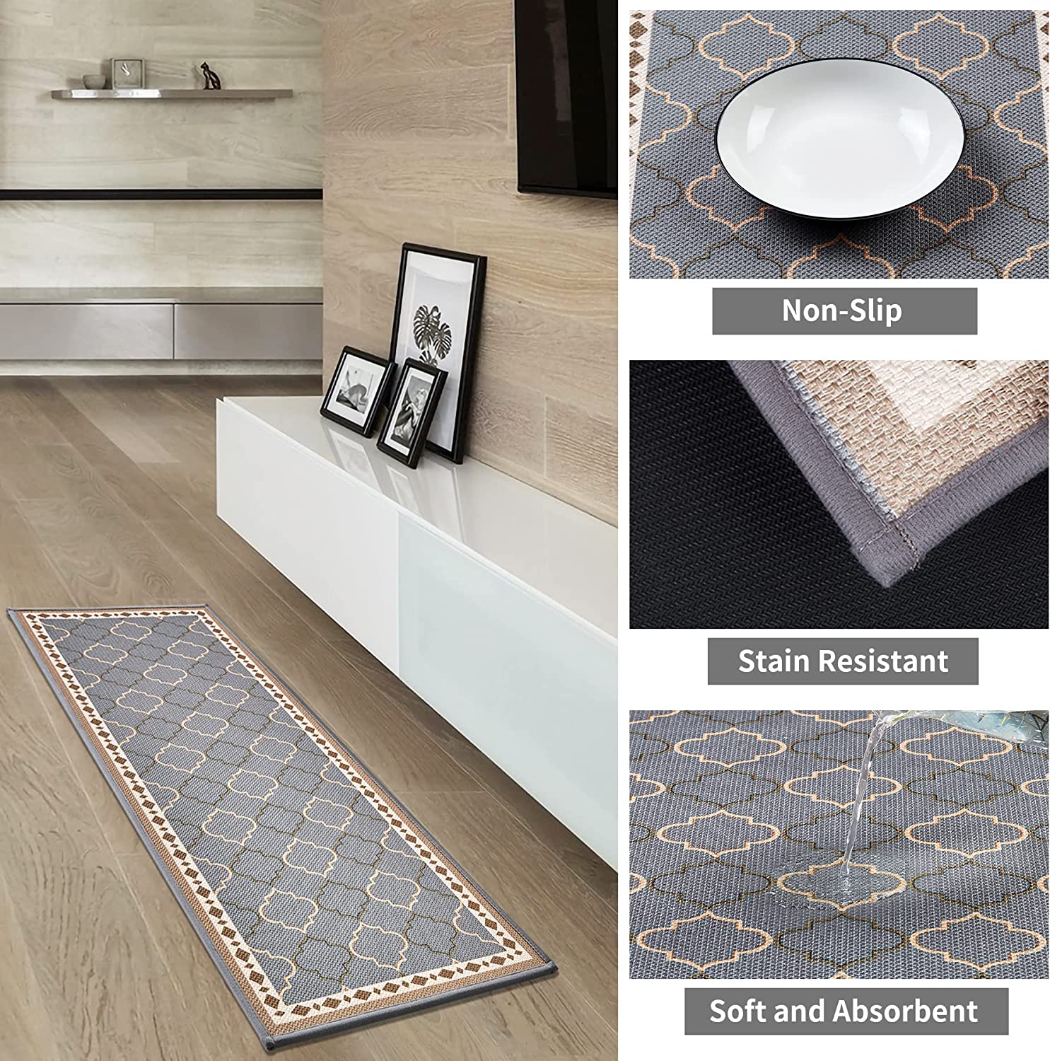 Non-slip Based Washable Decorative Entryway Carpet Decoratif Runner Non  Slip Kitchen Rug or Mat 