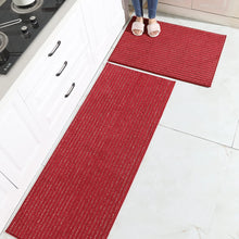 Non Skid Washable TPR Backing 100% Polyester Kitchen Mat Set of 2 Absorbent - 20x30inch/20x48inch