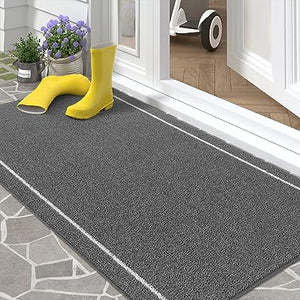 Anti-Slip Durable Outdoor Door Mat, Resist Dirt Heavy Duty Waterproof Outdoor Floor Mat for Entry, Entrance, Garage, High Traffic Areas, Easy to Clean, 24"x36" Grey