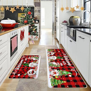 Set of 2 Waterproof Non-Slip Welcome Floor Mat Low-Profile Holiday Home Bathroom Decoration (17x29 17x47 Inch) (Pattern-01)