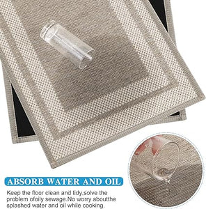 Set of 2 Non-Slip Washable Kitchen Rugs for in Front of Sink.Hallway, Laundry Room 17.3"x30"+17.3"x47" (Beige)