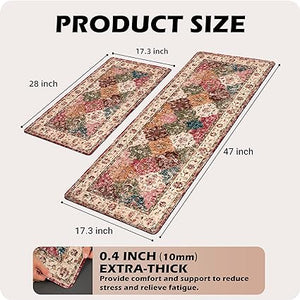 Retro Farmhouse Kitchen Mats for Sink,Cushioned Anti-Fatigue Comfort Kitchen Waterproof Non-Skid,Laundry Area Rugs Runner 17.3"x28"+17.3"x47"