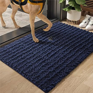 16"x24" Muddy Dog Mat for Shoes and Dog Paws, Soft, Absorbent, Machine Washable, Non Slip Bathroom Rugs for Sink, Tub, Shower, Silver Grey