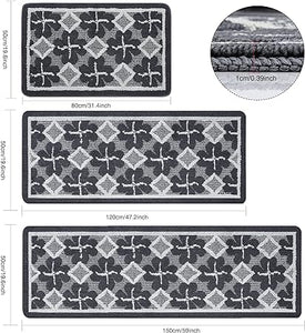 Sets 3 PCS Non Slip Absorbent Washable kitchen mats (Brown,19.7"x47.2"+19.7"x31.5"+19.7" x 59")