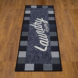 Machine Washable Checkered Border Laundry Room Rug Non-Slip Rubberback 2x3 Laundry Area Rug