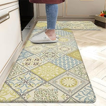 Boho Floral Kitchen Mats Set of 2, 17.3x28+17.3x47 Inch, 2/5 Inch