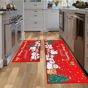 Rooster Colorful Chicken Non-Slip Washable Microfiber Kitchen Carpet 17x47+17x30 Inches