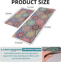 Boho Floral Kitchen Mats Set of 2, 17.3x28+17.3x47 Inch, 2/5 Inch