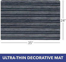 Smooth Step Striped Machine Washable Low Profile Stain Resistant Non-Slip Versatile Utility Kitchen Mat, Blue/Black, 24"x35"