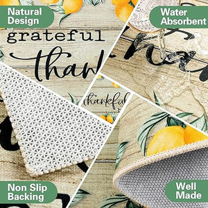 Non-Slip Backing Natural Design Throw Rug Lemon Design, 17"x48"+17"x24"