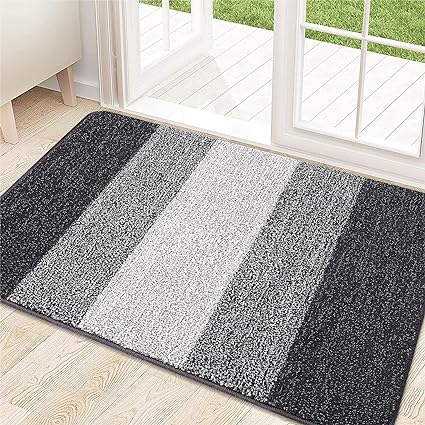 20x32 Non-Slip Absorbent Dirt Trapper Entrance Mat, Low-Profile Washable Inside Floor Mat, Durable Soft Entry Doormats for Entryway, Grey