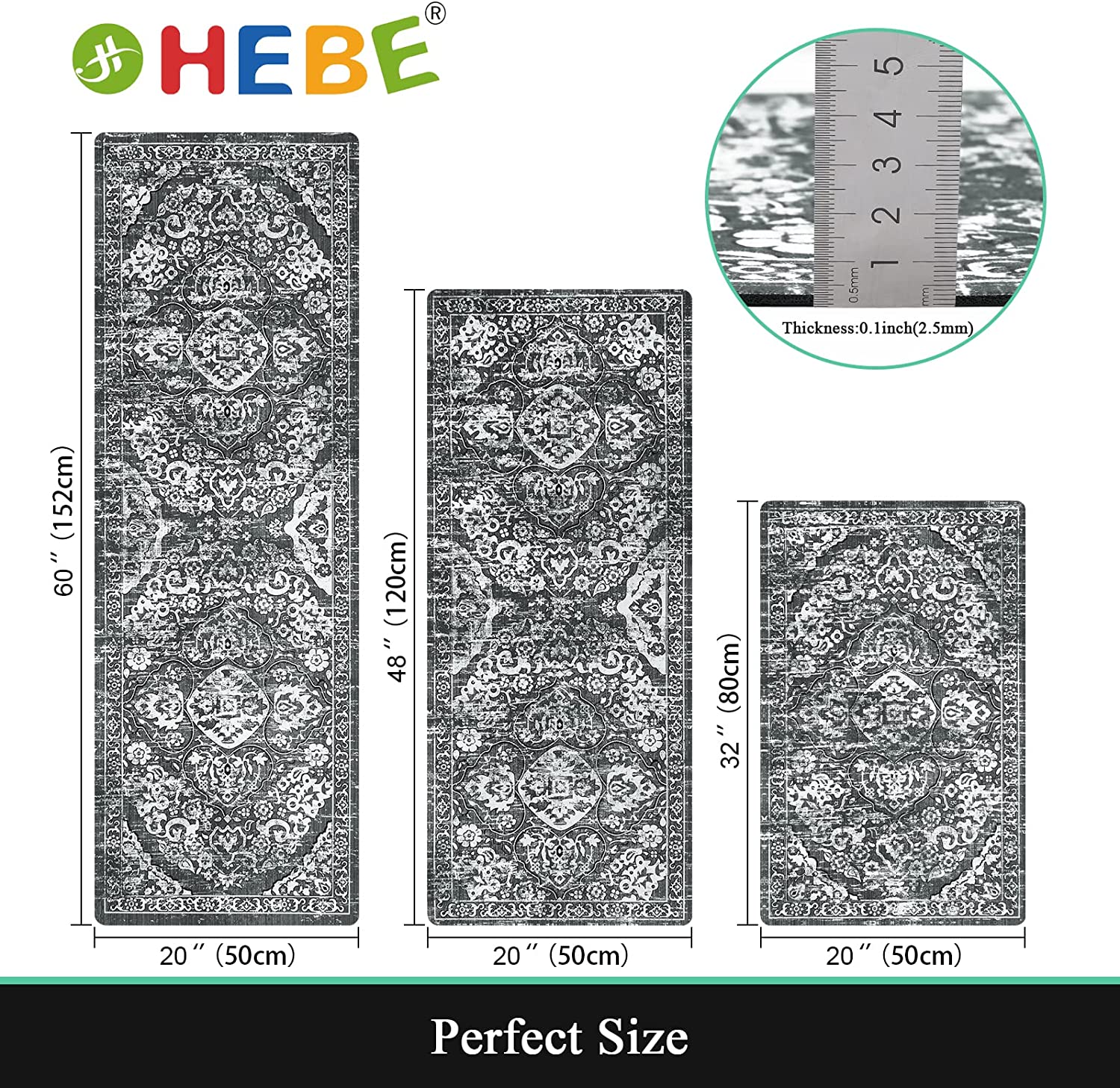  MELAJIA Boho Kitchen Rug Sets 3 Piece with Runner Kitchen Mats  for Floor 3 Piece Set Washable Non Slip Black Kitchen Runner Carpets for  Laundry Room Hallway Sink : Home & Kitchen