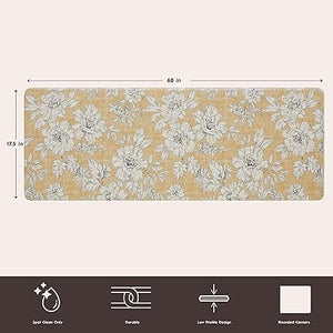 Anti-Fatigue Iris Floral Design Stain, Water & Fade Resistant Cooking & Standing Relief | Non-Slip Backing | Measures 17.5” x 32”|