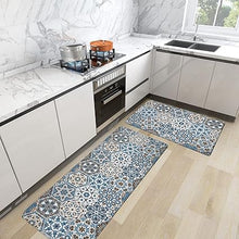 Boho Kitchen Mats Set of 2 Cushioned Anti-Fatigue Comfort Standing Mat, 17.3x28+17.3x47 Inch