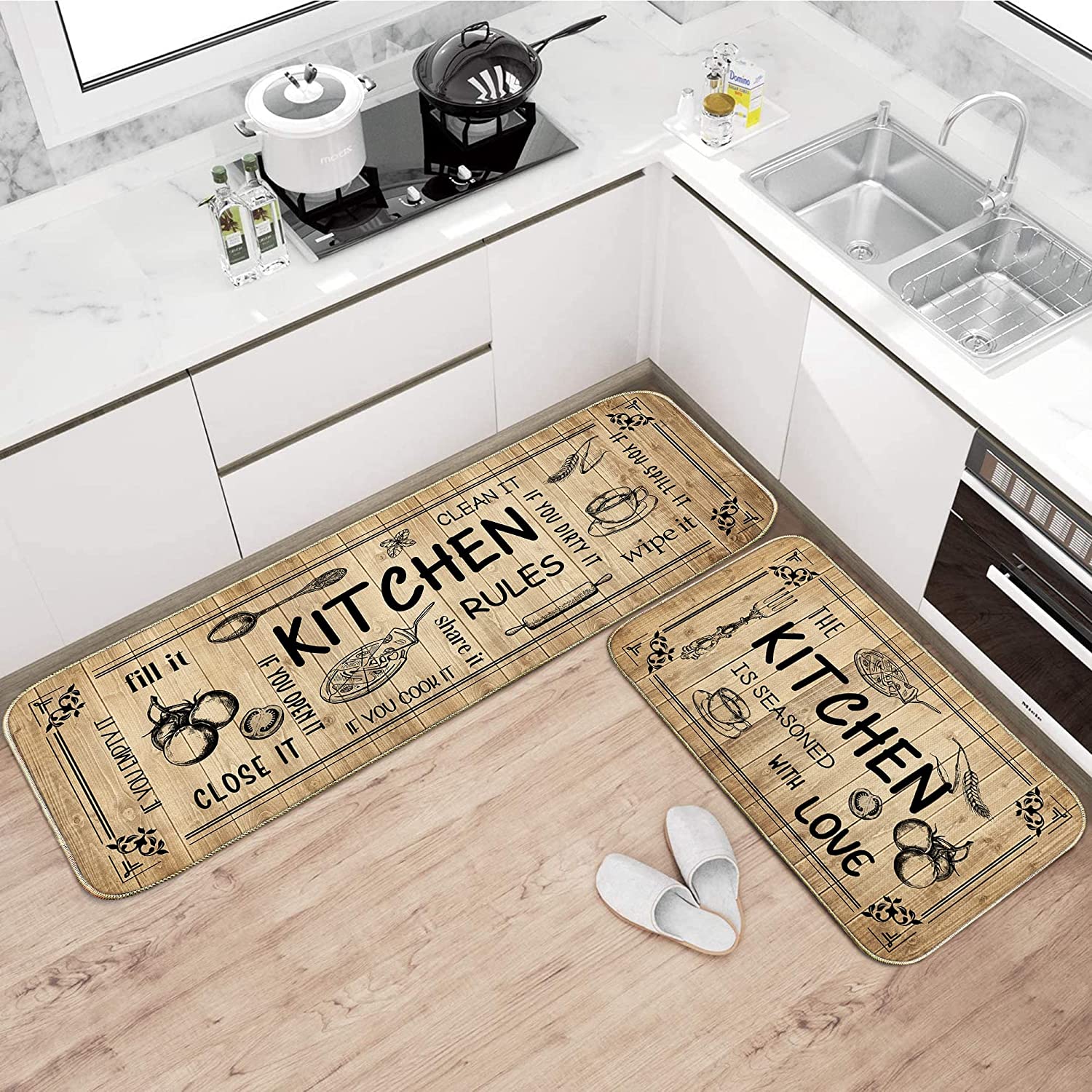 Kitchen Rugs and Mats Non Skid Washable Set of 2 PCS Absorbent Runner –  Modern Rugs and Decor