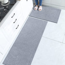 Non Skid Washable TPR Backing 100% Polyester Kitchen Mat Set of 2 Absorbent - 20x30inch/20x48inch