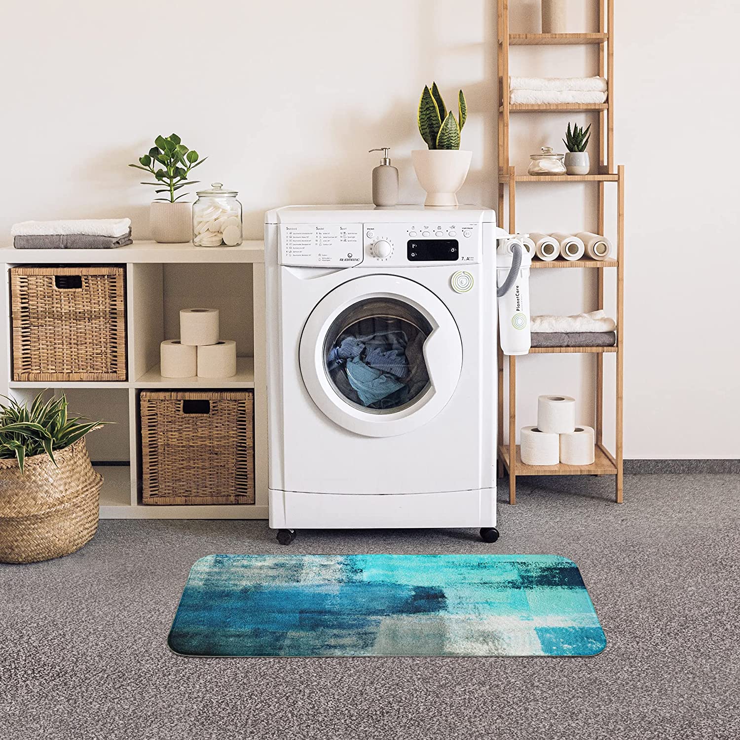  Tayney Blue Kitchen Rugs and Mats Non Skid Washable