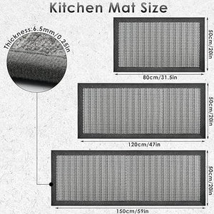 Set of 3, Non-Slip Kitchen Runner Carpet Mats 20X32+20X47+20X59