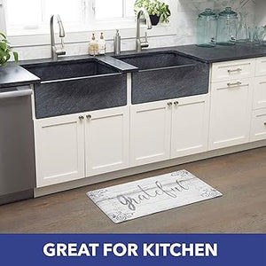 Living Anti-Fatigue Kitchen Mat For Floor, Stain Resistant, Easy Wipe Clean, 1/2 Inch Thick, 18" x 30", Beige