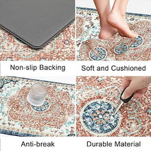 Boho Cushioned Anti Fatigue Waterproof Non Slip Kitchen Mat Set of 2, Blue (17"x47"+17"x28")