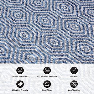 Palmaria Modern Geometric Textured Flat Weave Easy Cleaning Outdoor Rugs