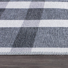 Modern Plaid Stain Resistant Flat Weave Eco Friendly Premium Recycled Machine Washable Area Rug 3'3"x5' Black