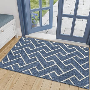 Washable Absorbent Resist Dirt Rubber Backing Non Slip Door Mats, 20"x31.5"(Aqua Haze)